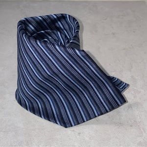 John Varvatos Blue Gray Diagonal Striped 100% Silk Tie